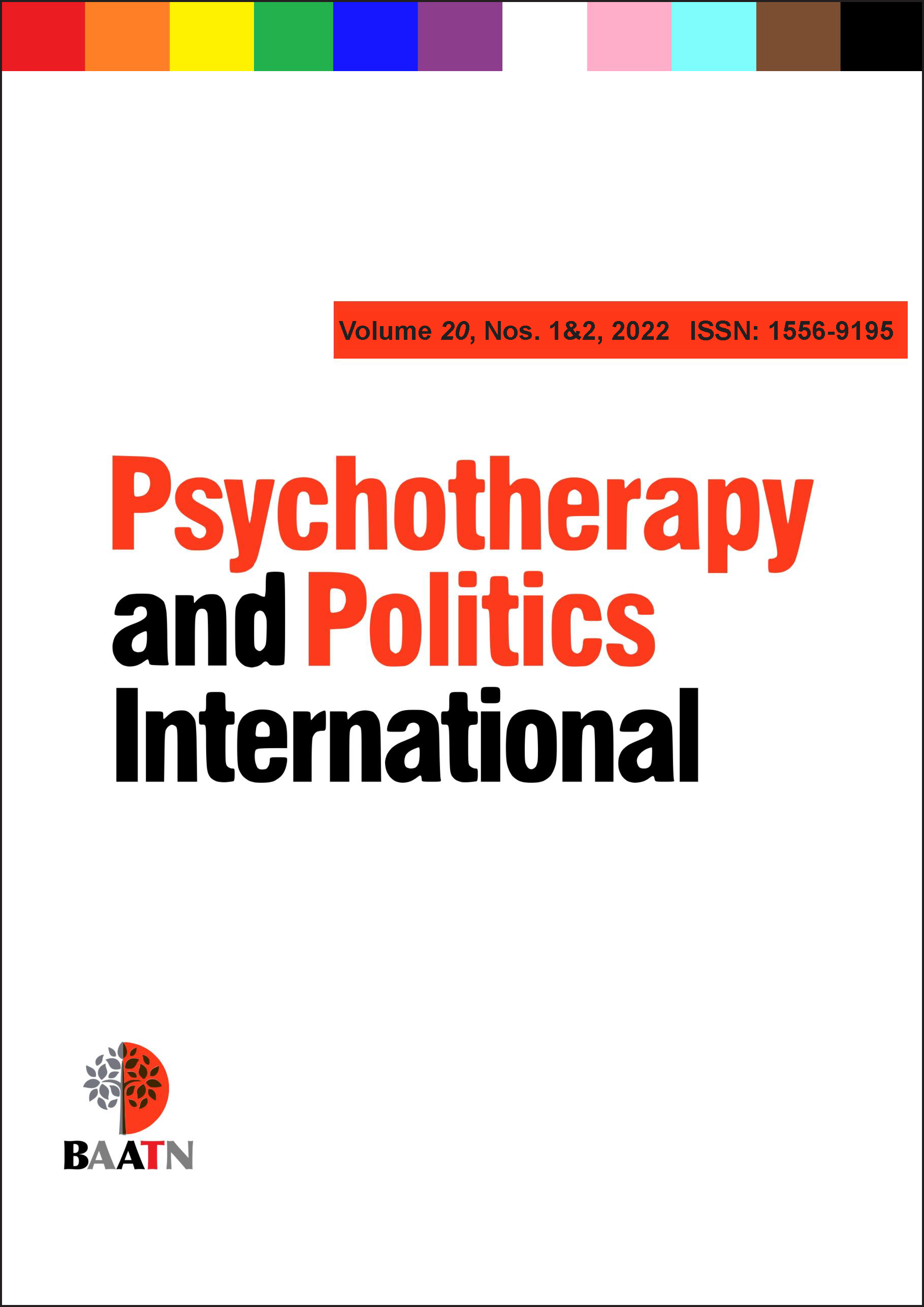 Psychotherapy and Politics International journal cover, volume 20, issue numbers 1 and 2, 2022, ISSN: 1556-9195